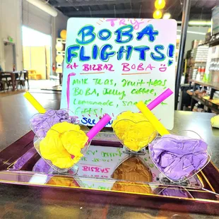 a sign for boba flights