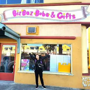 The outside of BizBaz Boba -- painted by local artist Izzy aka Queer Punk Filipinx!