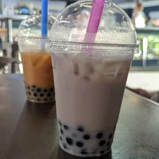 The &quot;NiteNite&quot; oatmilk taro tea with boba