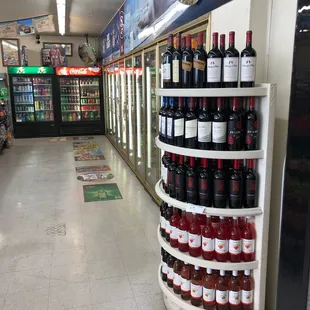 a display of bottles of wine