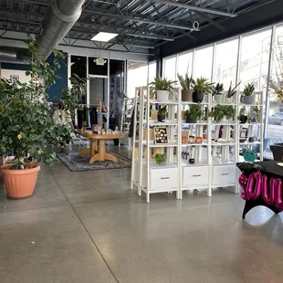 Retail space with clothing, accessories, beauty and food.