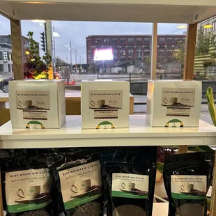 a display of coffee beans