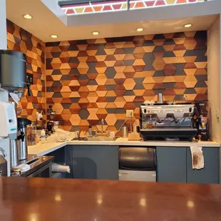 a coffee machine in a coffee shop