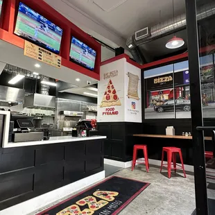 interior (the Bizza food pyramid is HILARIOUS)