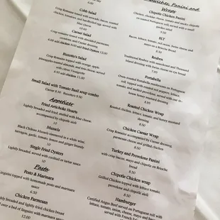 the menu