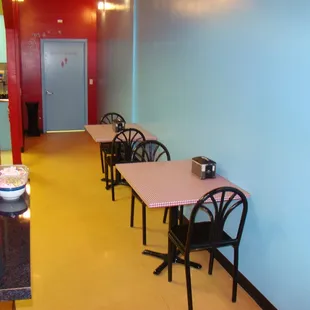 empty tables and chairs