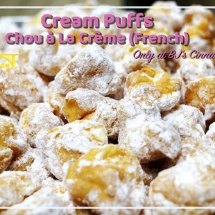 In French, they are called "chou à la crème".  Sometimes, they are called, "French Kisses". They are generally called, "Cream Puffs".