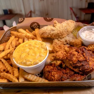 a tray of fried food