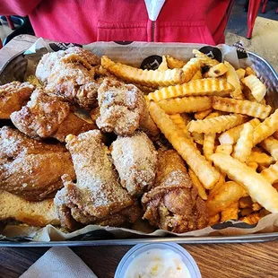 Garlic parmesean wings and fries