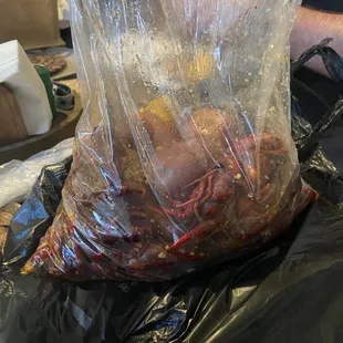 Crawfish, potatoes and corn