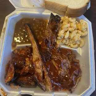 3 Meats Combo ( Mac &amp; cheese) bbq beans