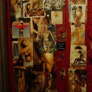 The back of the door of the men&apos;s room