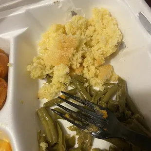 String beans and corn bread