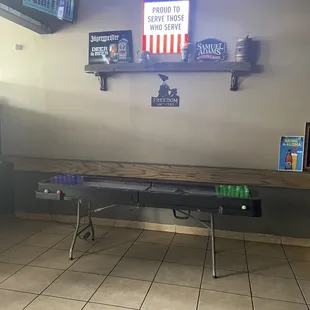 a long table in a restaurant
