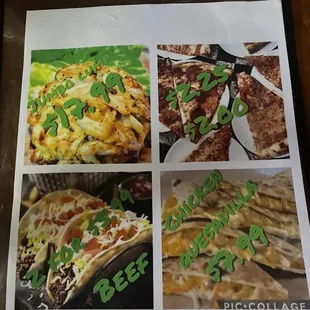 a picture of a menu