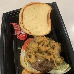 Crispy jalapeño bison burger