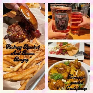 Hickory Brisket And Bacon Burger*, Turmeric-roasted Cauliflower &amp; drinks