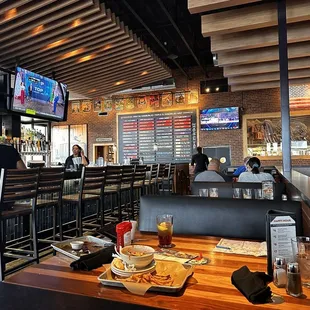 the bar and dining area