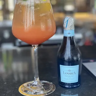 a drink and a bottle