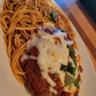 Lunch Chicken Parmesan with Spaghetti