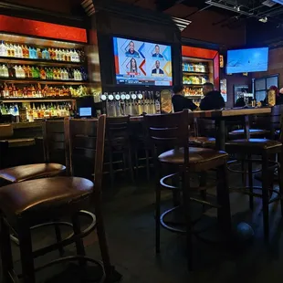 a bar with people sitting at the bar