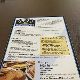 a menu on a table