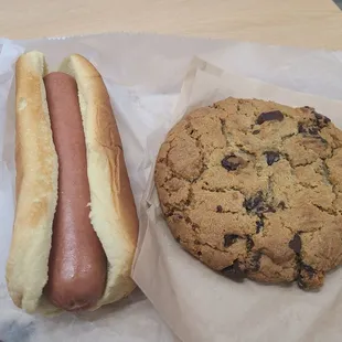 Hot dog and soda 1.50, colossal cookie $2.