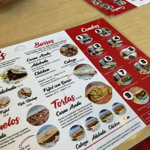 Lunch/dinner menu