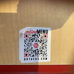 QR Code for menu
