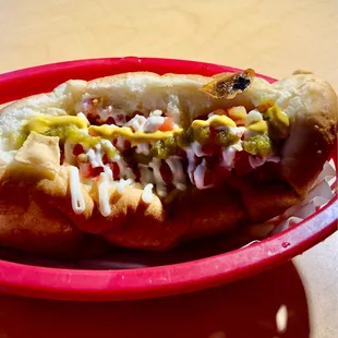 Veggie Sonoran dog - no bacon wrap. Vegetarian