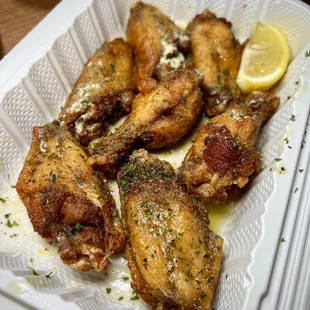**Honey Lemon Pepper Ranch Wings**: A dance of sweet, tangy, and spicy flavors. 8 wings / $12.99