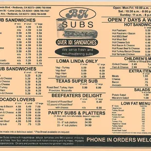 BK Subs Menu