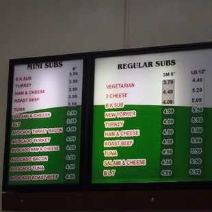 menu