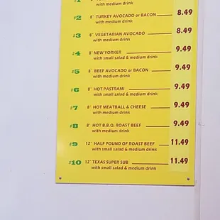 Specials menu