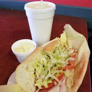 # 4 New Yorker special with potato salad &amp; drink