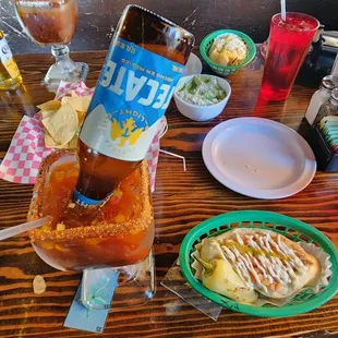 Tecate light Michelada  and a Pollo Sonoran sandwich!