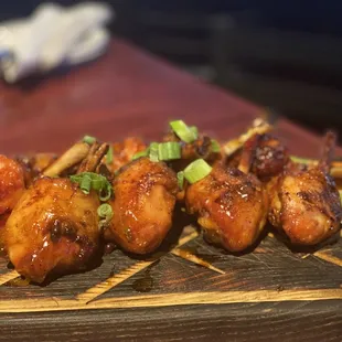 Applewood smoked lollipops in the Hawaiian Habanero sauce and then BKDS rub