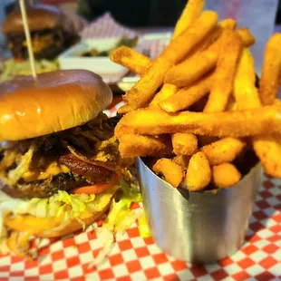 a burger and fries
