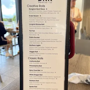 menu