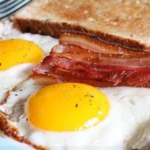 Sunny side eggs &amp; bacon! Perfect way to start my day!