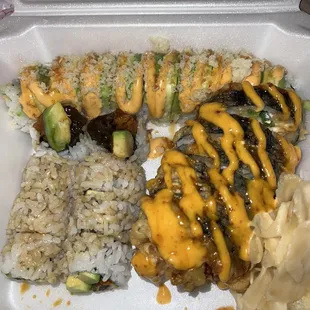 Top: New Guy ($10) Left: Eel and Avocado ($6.10) Right: L.A. Roll ($6.75)