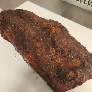 Before slicing brisket