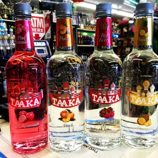 Flavored Taaka Vodka: Pink Lemonde, Peach, Pineapple, Red Berry