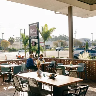 Covered outdoor seating.
