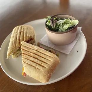 Pesto Chicken Sandwich with a side salad
