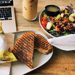 Cheddar sandwich, Michael &apos;s Summer Salad, raspberry latte
