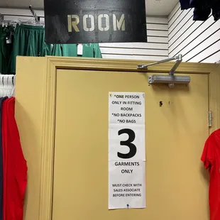 Fitting room with rules