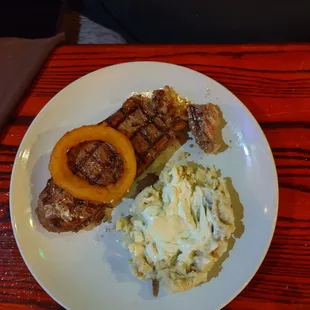 Ny strip steak with mashed potatoes