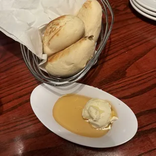 Free bread with butter and honey