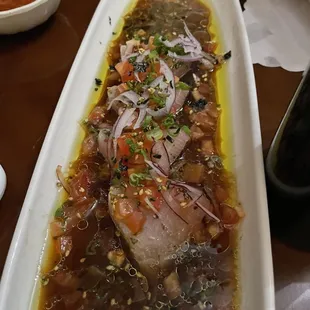Yellowtail Carpaccio w/ Yuzus Ponzu sauce....you will want to drink the sauce!